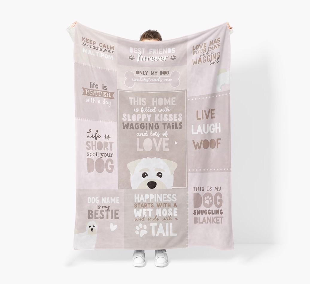 Patchwork Quotes: Personalized {breedFullName} Premium Sherpa Fleece Blanket