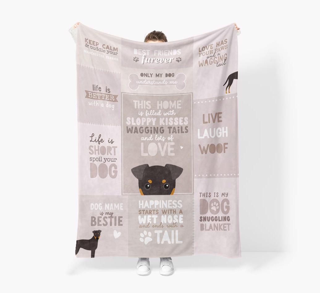 Patchwork Quotes: Personalized {breedFullName} Premium Sherpa Fleece Blanket