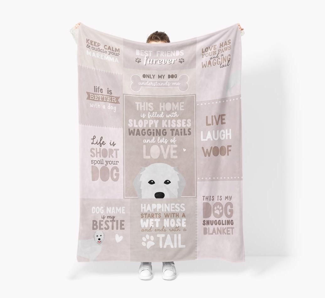 Patchwork Quotes: Personalized {breedFullName} Premium Sherpa Fleece Blanket