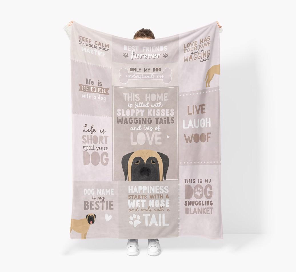 Patchwork Quotes: Personalized {breedFullName} Premium Sherpa Fleece Blanket