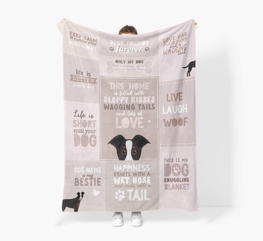 Patchwork Quotes: Personalized {breedFullName} Premium Sherpa Fleece Blanket