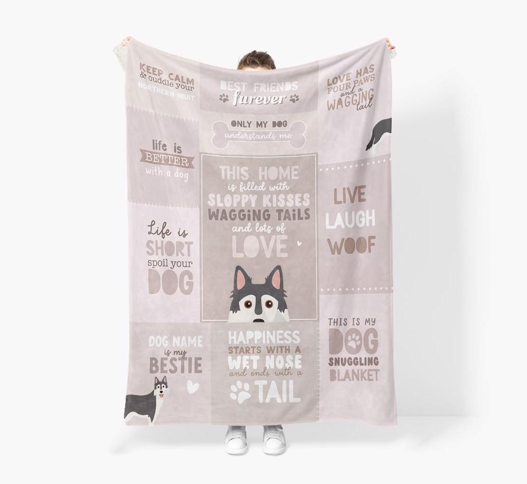 Patchwork Quotes: Personalized {breedFullName} Premium Sherpa Fleece Blanket