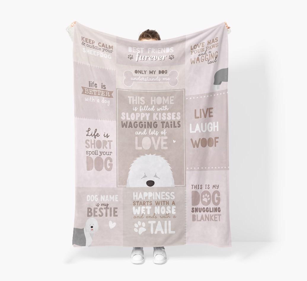 Patchwork Quotes: Personalized {breedFullName} Premium Sherpa Fleece Blanket
