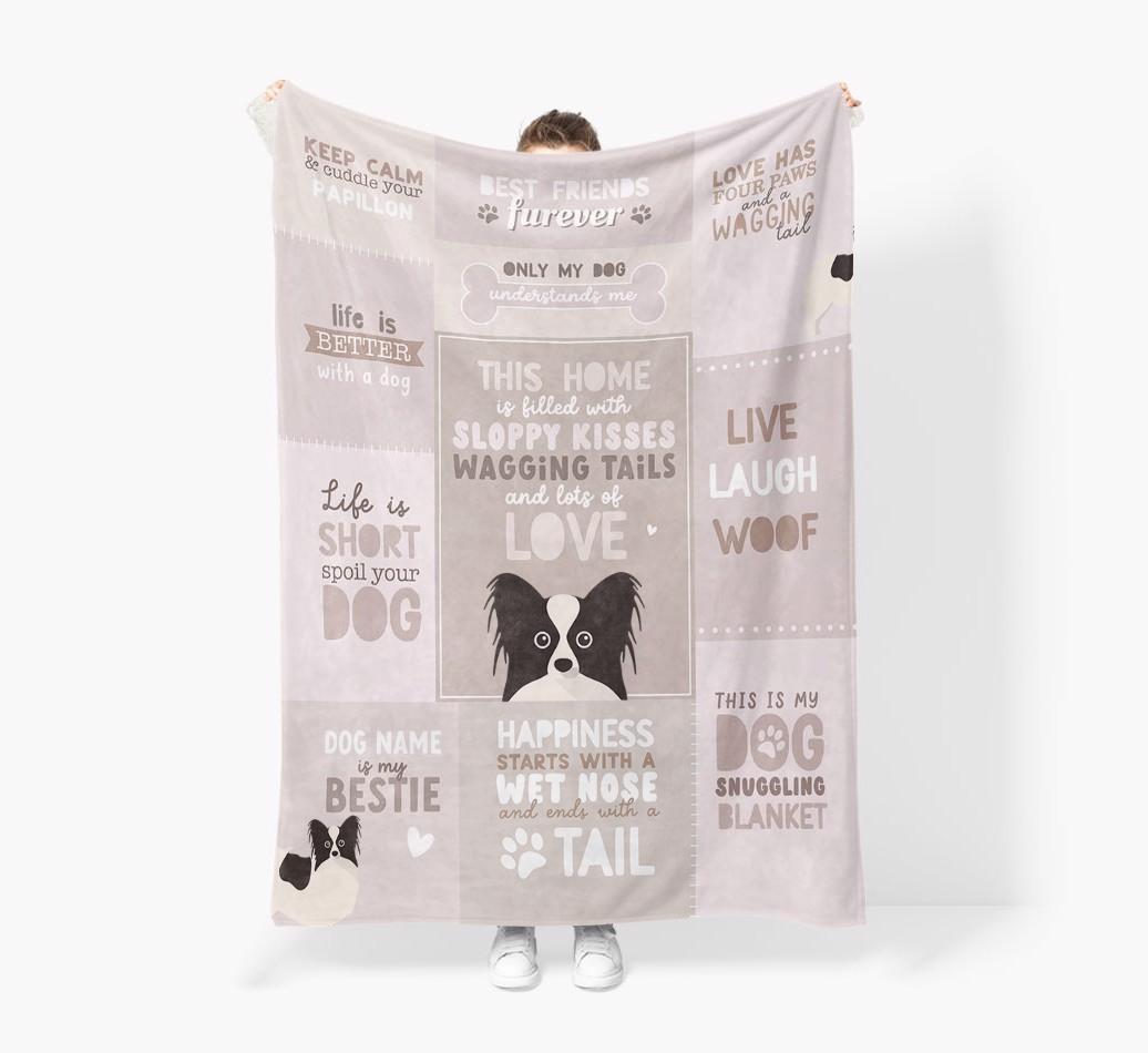 Patchwork Quotes: Personalized {breedFullName} Premium Sherpa Fleece Blanket