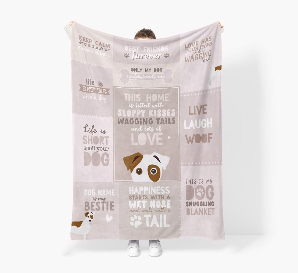 Patchwork Quotes: Personalized {breedFullName} Premium Sherpa Fleece Blanket