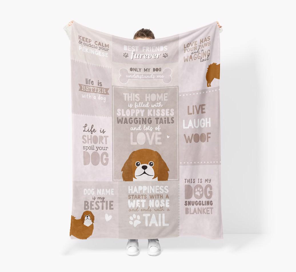 Patchwork Quotes: Personalized {breedFullName} Premium Sherpa Fleece Blanket