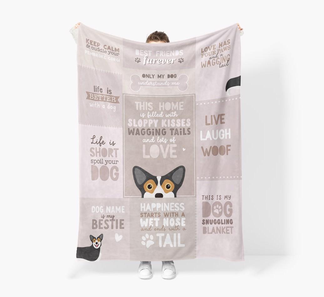 Patchwork Quotes: Personalized {breedFullName} Premium Sherpa Fleece Blanket