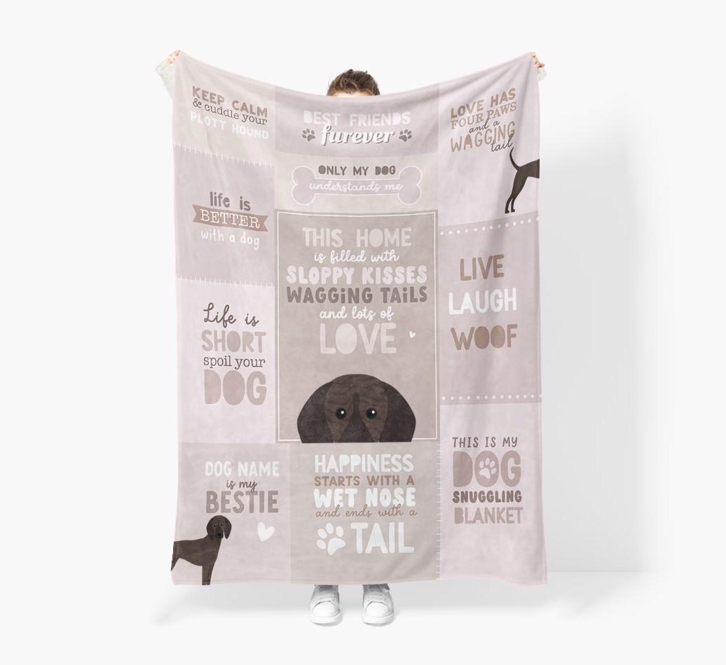 Patchwork Quotes: Personalized {breedFullName} Premium Sherpa Fleece Blanket