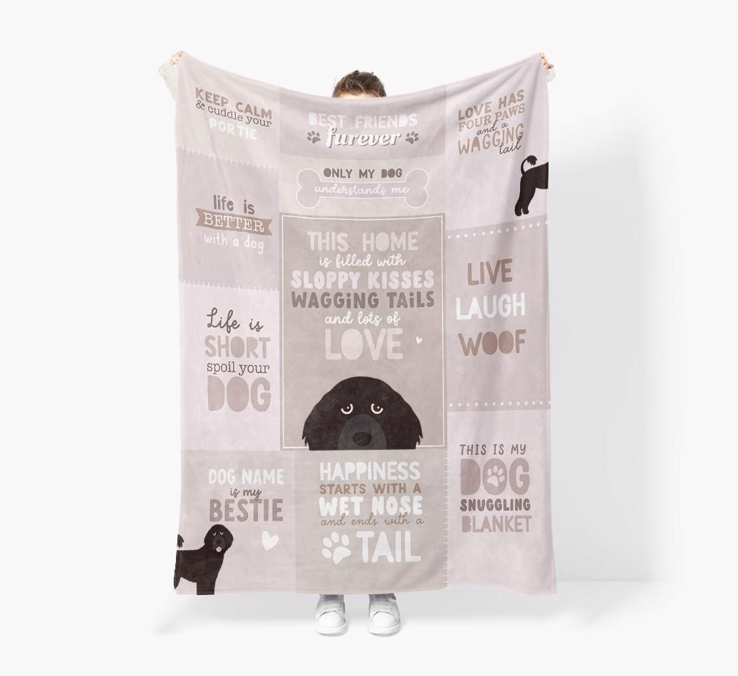 Patchwork Quotes: Personalized {breedFullName} Premium Sherpa Fleece Blanket