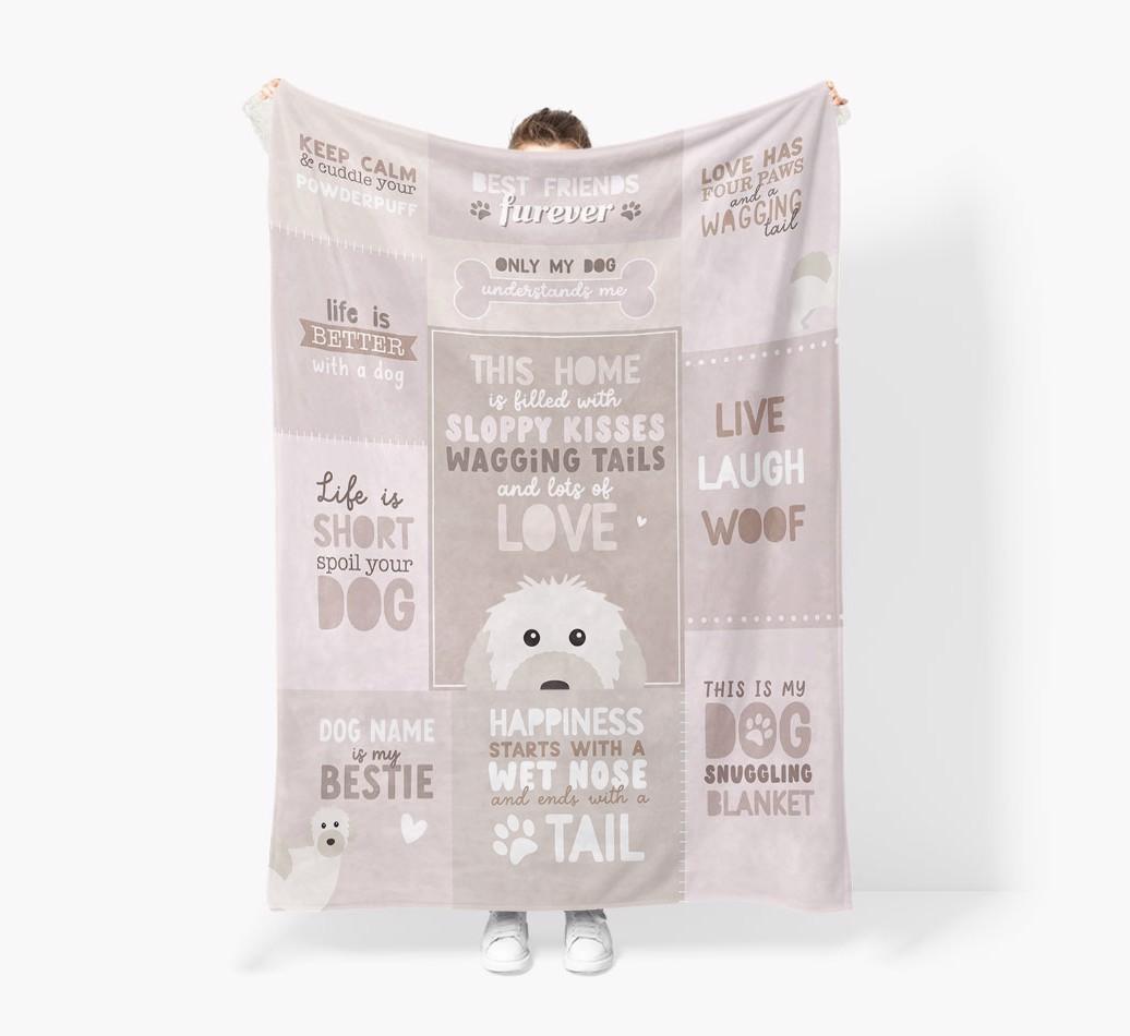 Patchwork Quotes: Personalized {breedFullName} Premium Sherpa Fleece Blanket