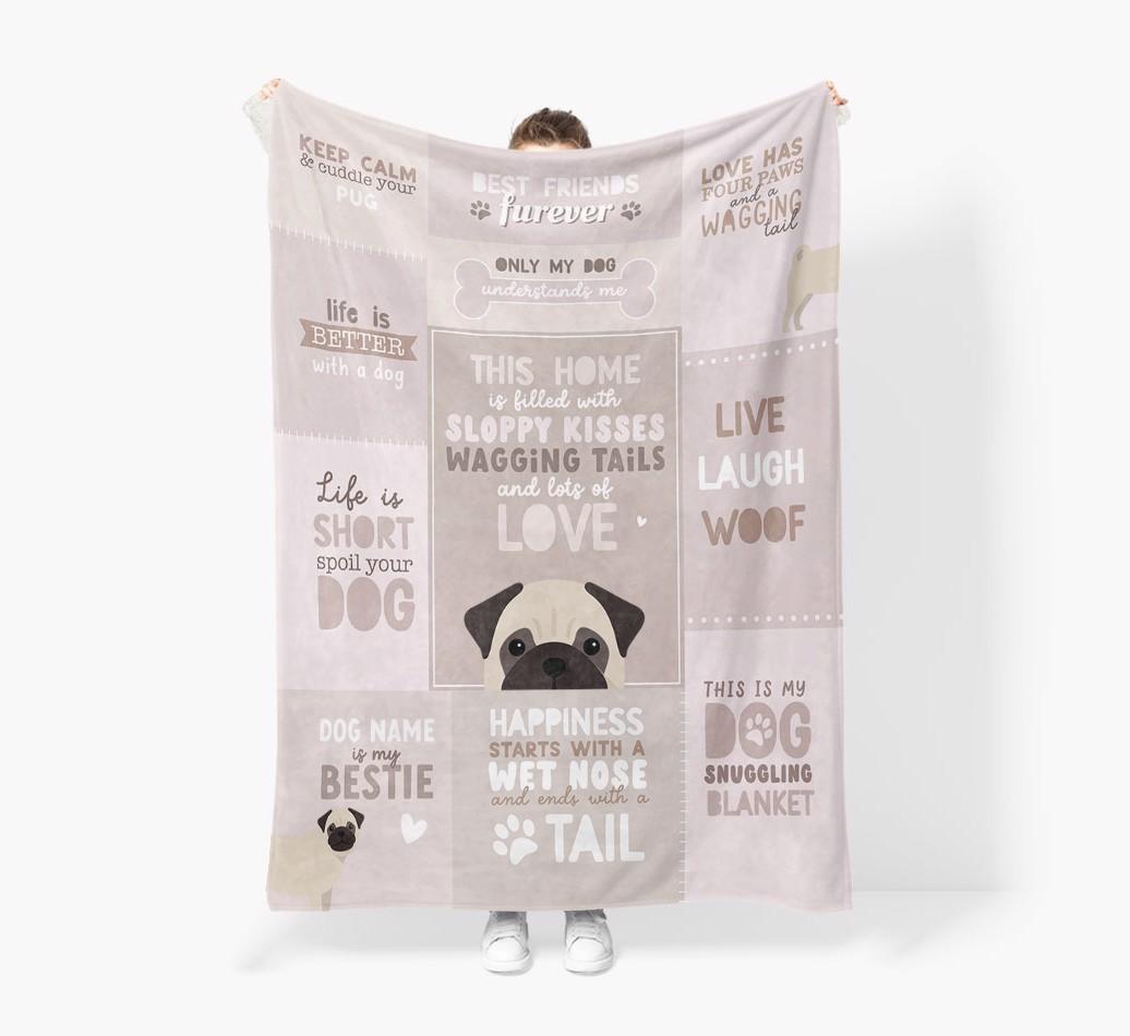 Patchwork Quotes: Personalized {breedFullName} Premium Sherpa Fleece Blanket