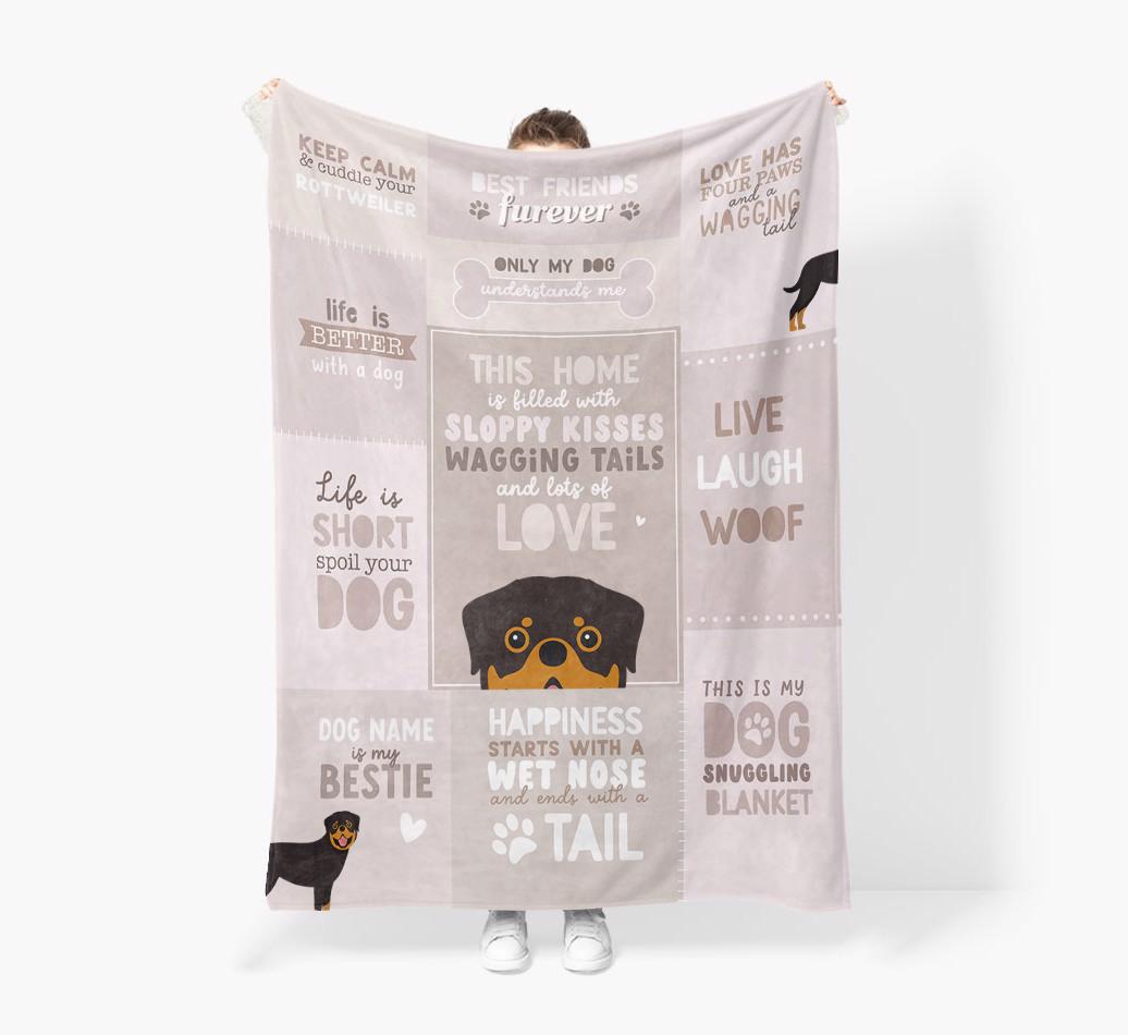 Patchwork Quotes: Personalized {breedFullName} Premium Sherpa Fleece Blanket