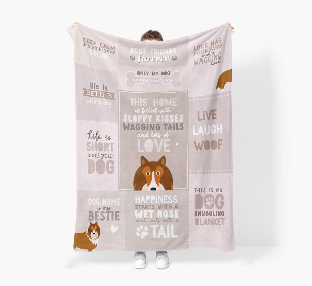 Patchwork Quotes: Personalized {breedFullName} Premium Sherpa Fleece Blanket