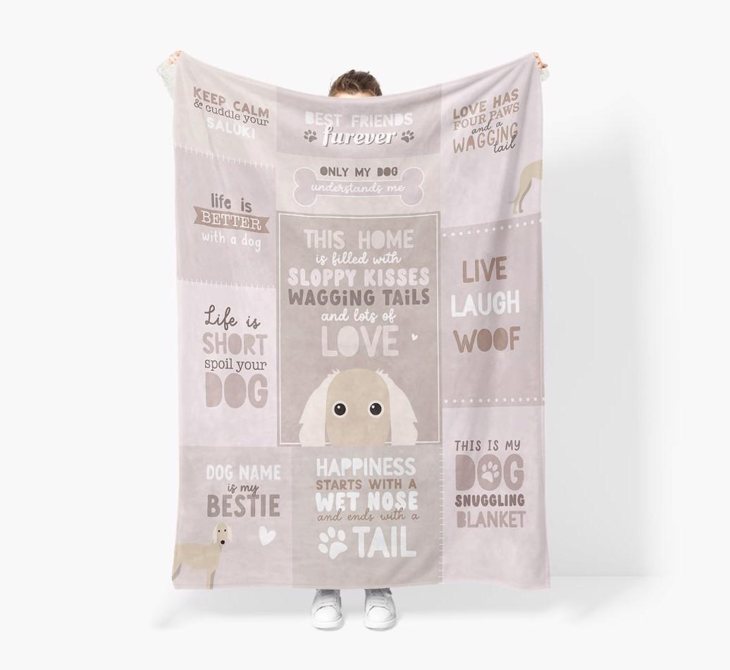Patchwork Quotes: Personalized {breedFullName} Premium Sherpa Fleece Blanket