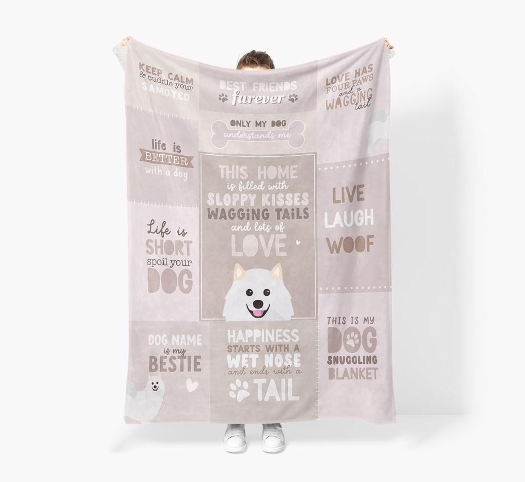 Patchwork Quotes: Personalized {breedFullName} Premium Sherpa Fleece Blanket