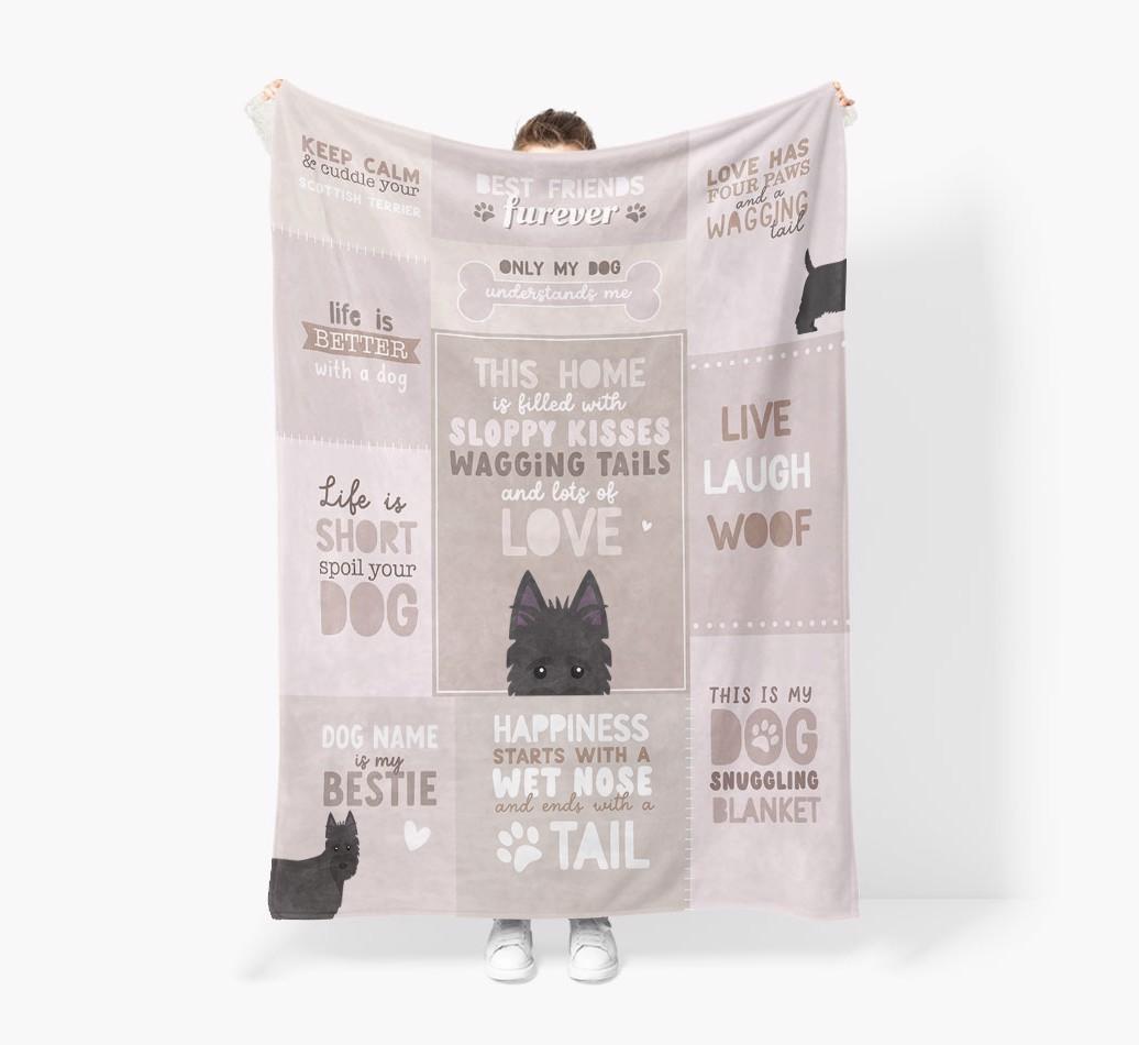 Patchwork Quotes: Personalized {breedFullName} Premium Sherpa Fleece Blanket