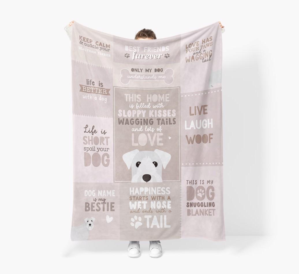 Patchwork Quotes: Personalized {breedFullName} Premium Sherpa Fleece Blanket