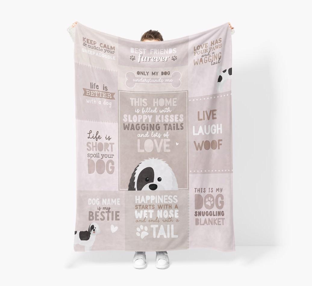 Patchwork Quotes: Personalized {breedFullName} Premium Sherpa Fleece Blanket