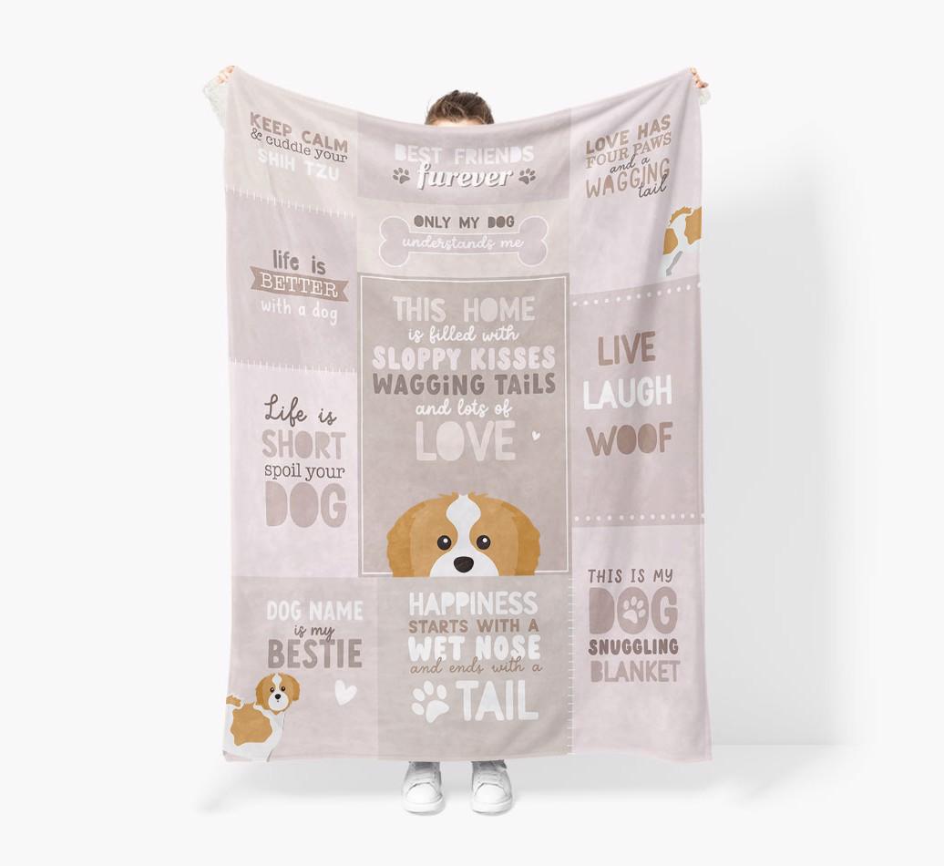 Patchwork Quotes: Personalized {breedFullName} Premium Sherpa Fleece Blanket