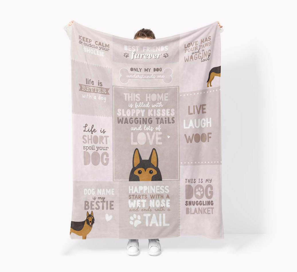 Patchwork Quotes: Personalized {breedFullName} Premium Sherpa Fleece Blanket