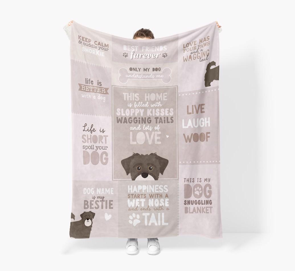 Patchwork Quotes: Personalized {breedFullName} Premium Sherpa Fleece Blanket