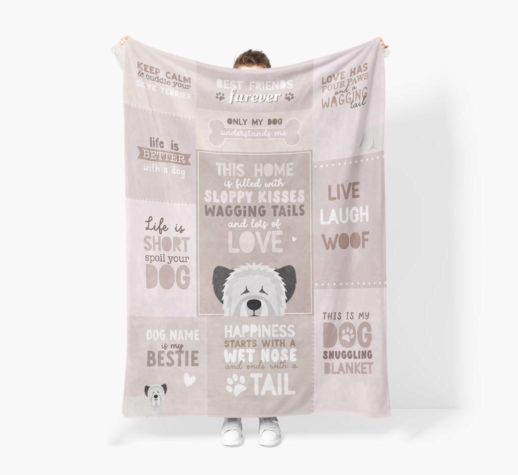 Patchwork Quotes: Personalized {breedFullName} Premium Sherpa Fleece Blanket