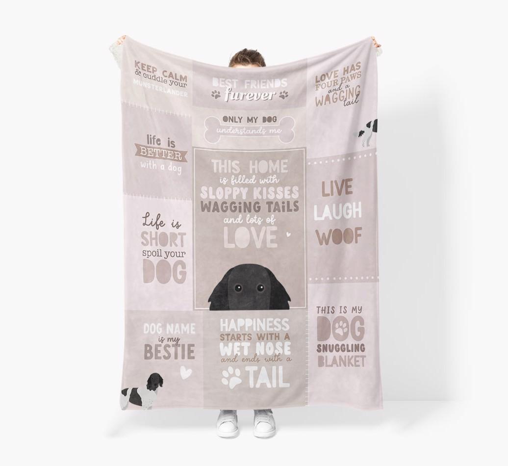Patchwork Quotes: Personalized {breedFullName} Premium Sherpa Fleece Blanket