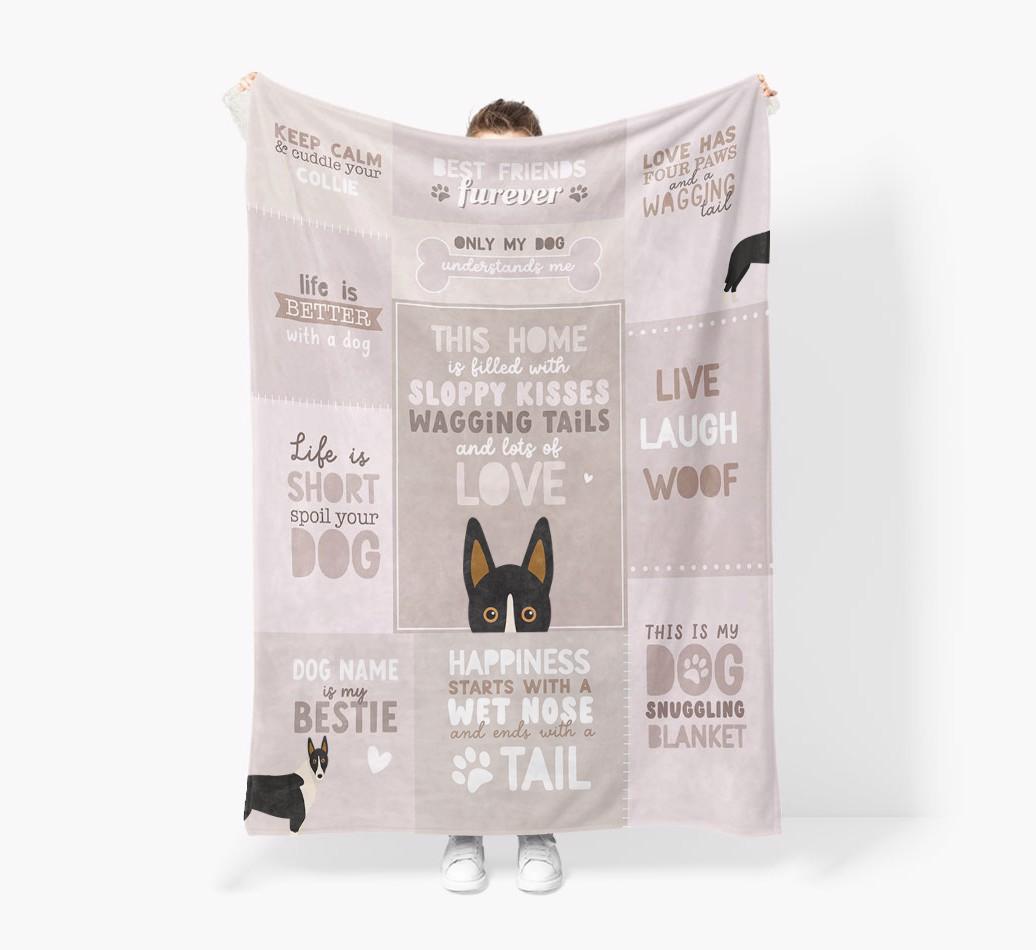 Patchwork Quotes: Personalized {breedFullName} Premium Sherpa Fleece Blanket