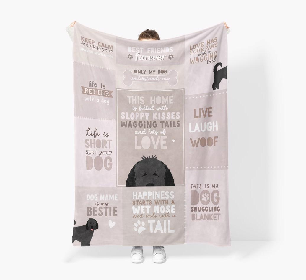Patchwork Quotes: Personalized {breedFullName} Premium Sherpa Fleece Blanket