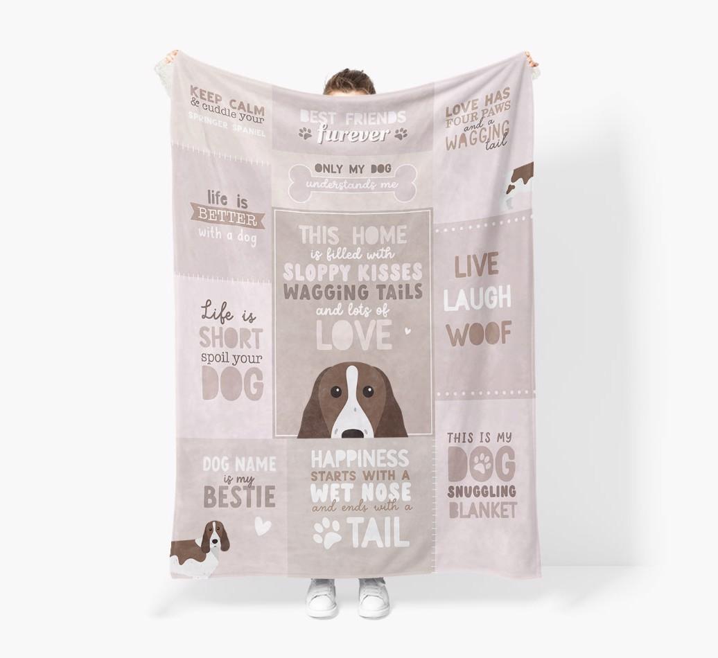 Patchwork Quotes: Personalized {breedFullName} Premium Sherpa Fleece Blanket