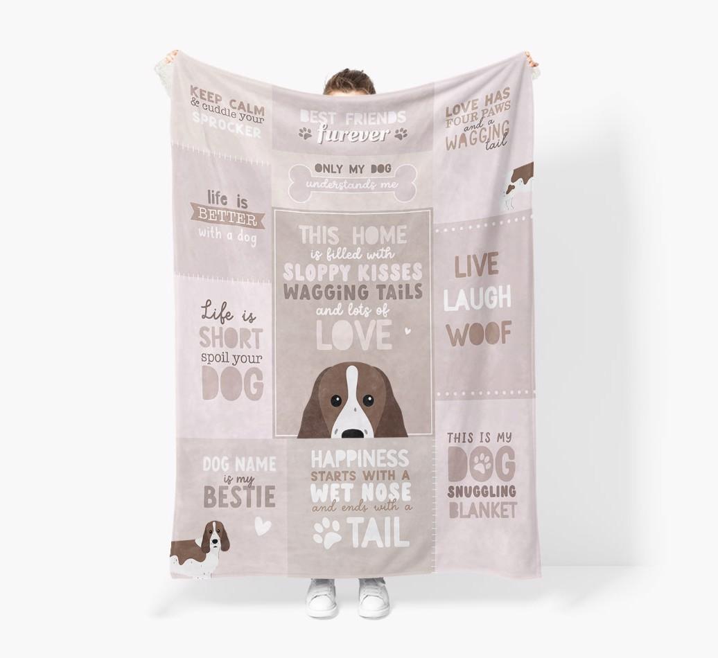 Patchwork Quotes: Personalized {breedFullName} Premium Sherpa Fleece Blanket