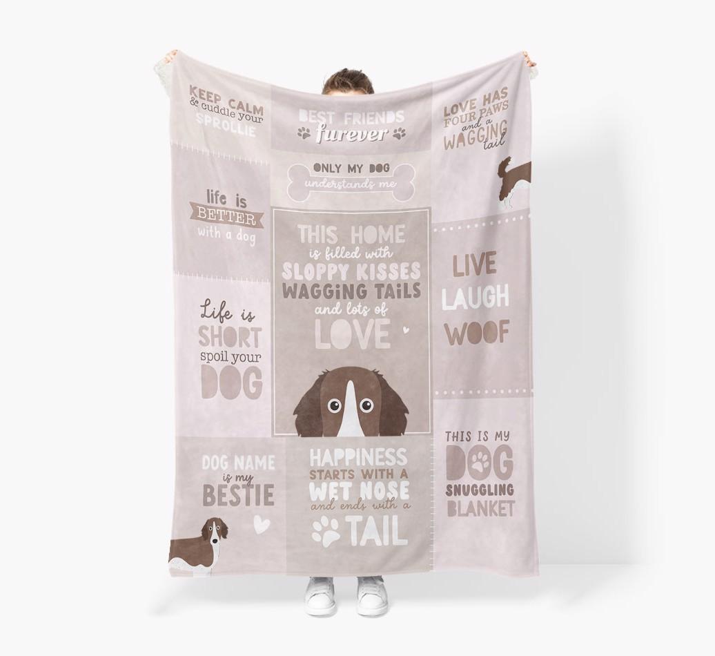 Patchwork Quotes: Personalized {breedFullName} Premium Sherpa Fleece Blanket