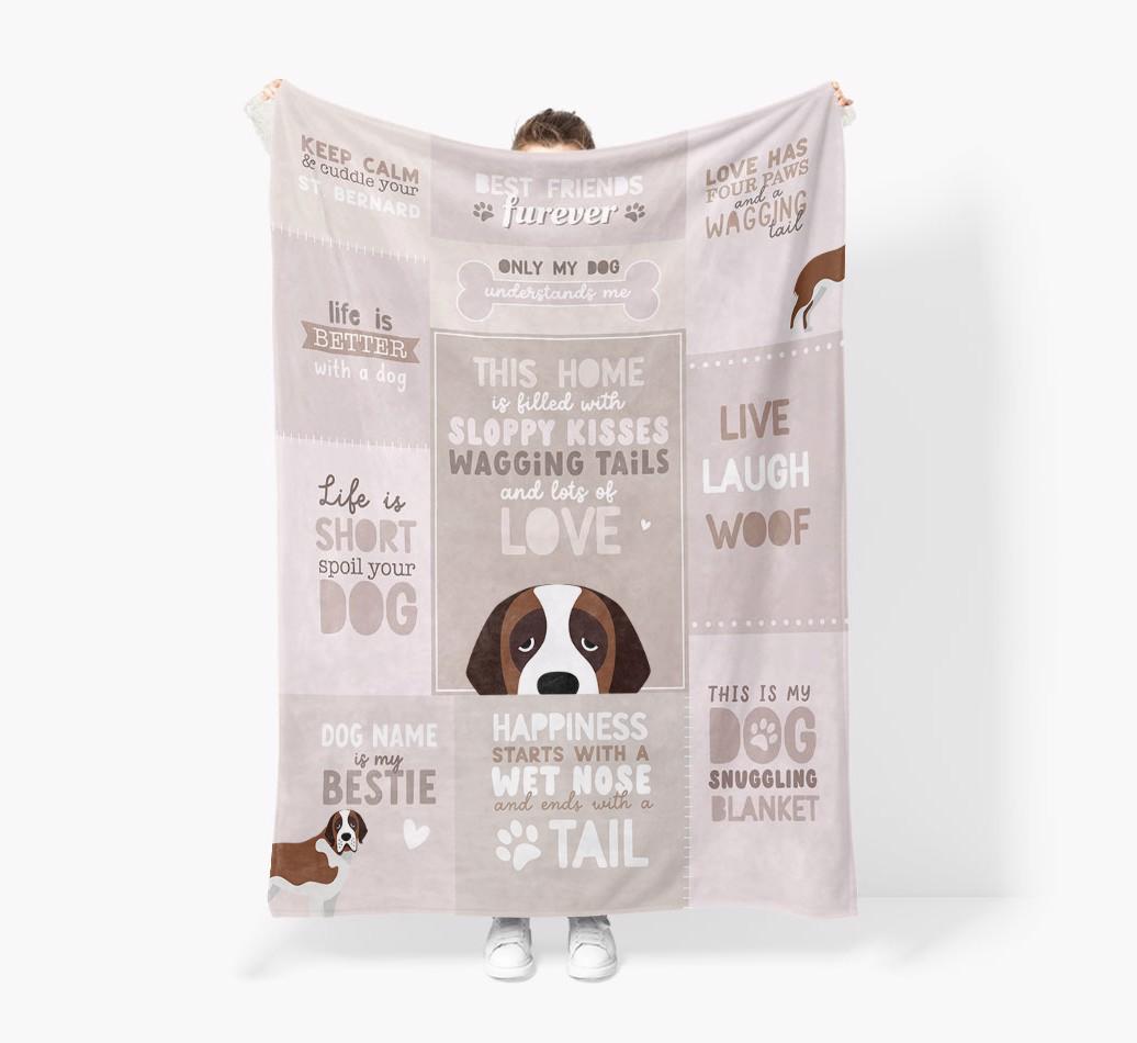 Patchwork Quotes: Personalized {breedFullName} Premium Sherpa Fleece Blanket