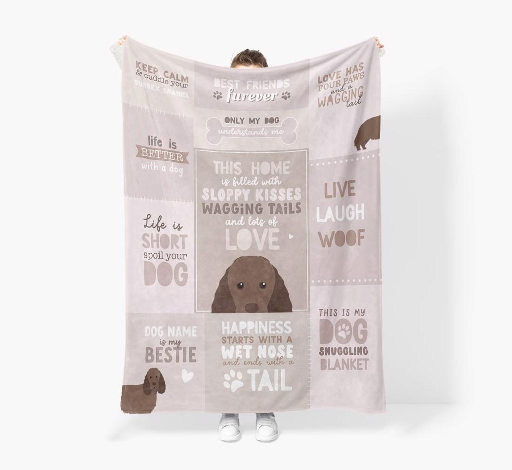 Patchwork Quotes: Personalized {breedFullName} Premium Sherpa Fleece Blanket