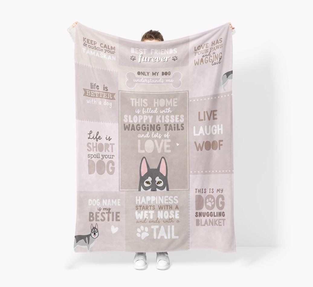 Patchwork Quotes: Personalized {breedFullName} Premium Sherpa Fleece Blanket