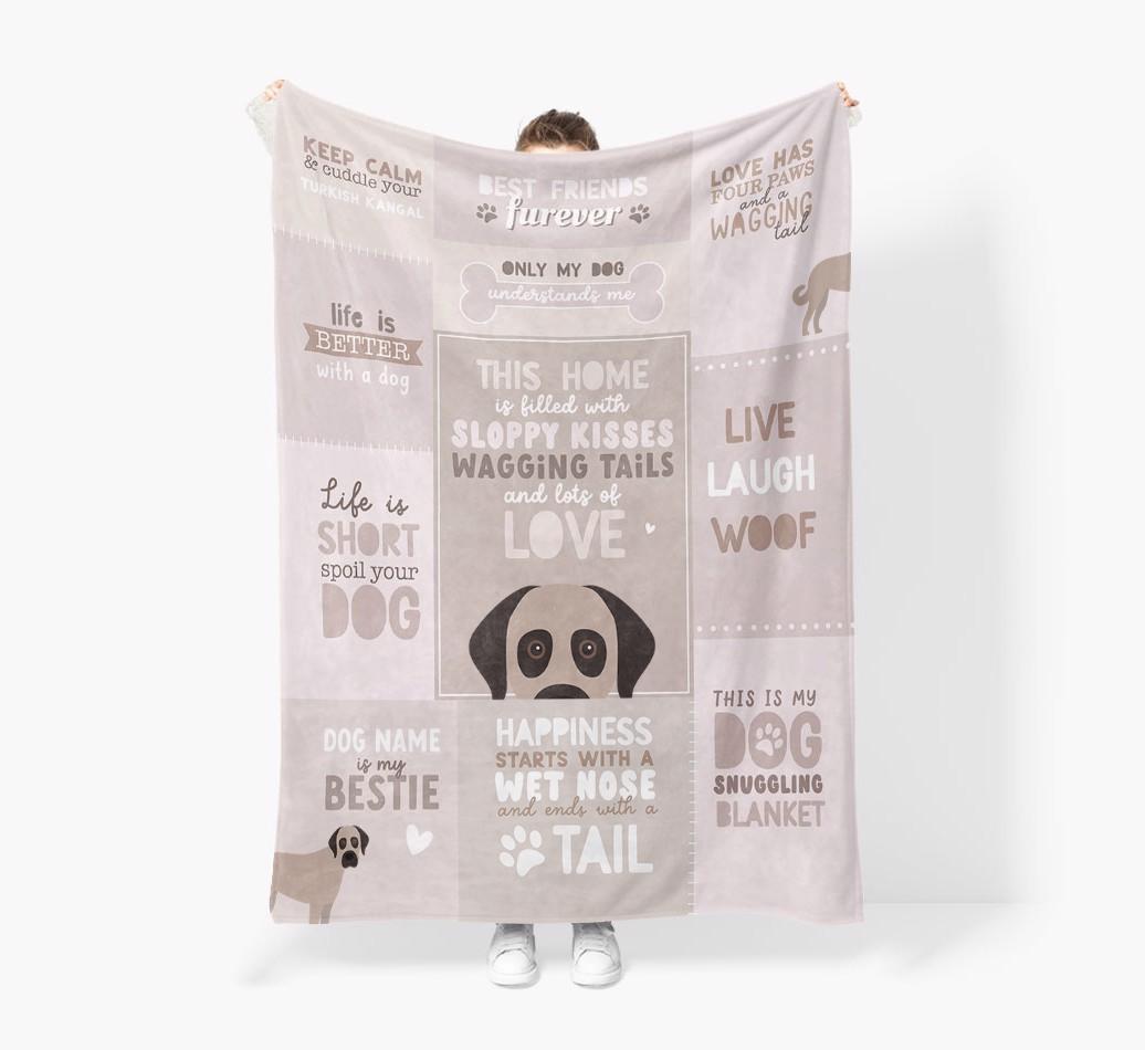 Patchwork Quotes: Personalized {breedFullName} Premium Sherpa Fleece Blanket