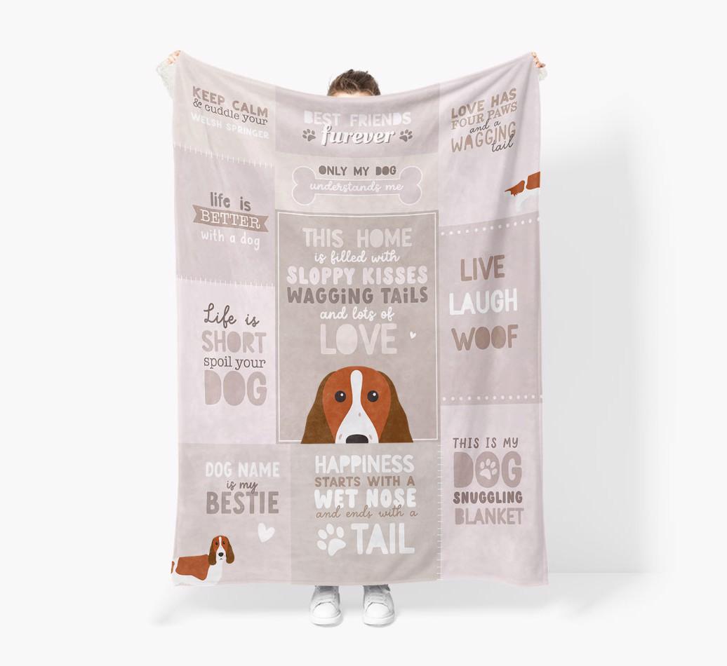 Patchwork Quotes: Personalized {breedFullName} Premium Sherpa Fleece Blanket
