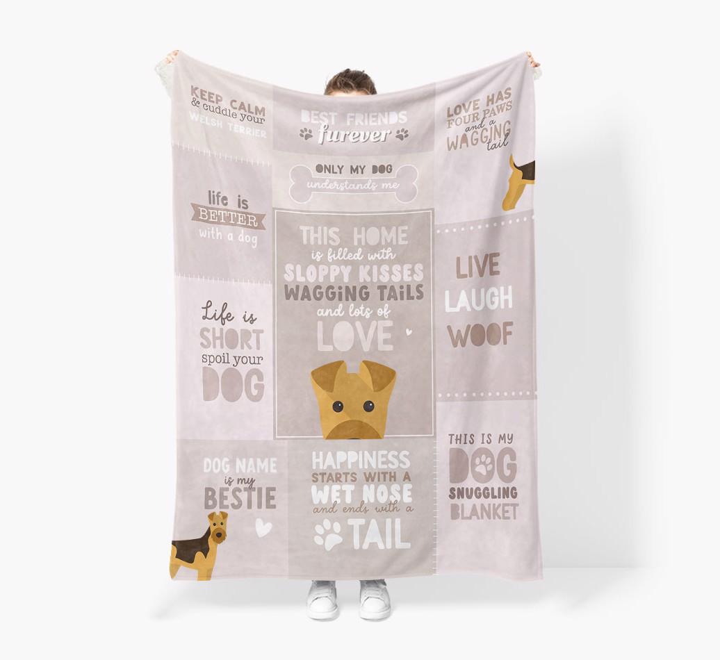 Patchwork Quotes: Personalized {breedFullName} Premium Sherpa Fleece Blanket