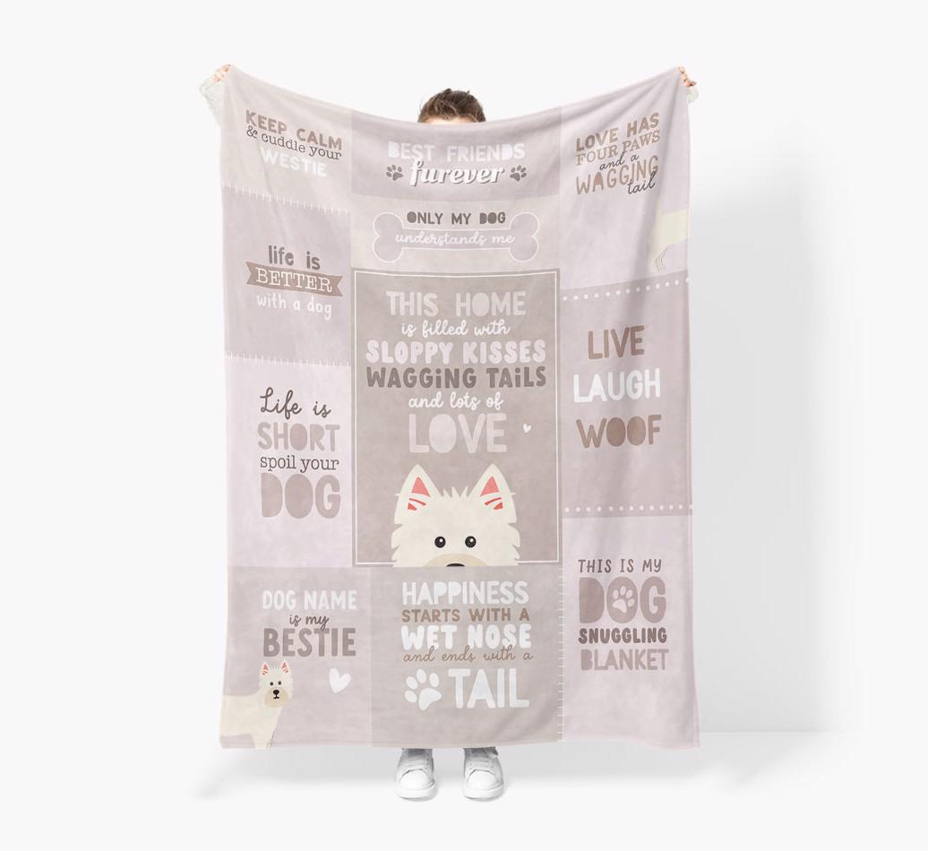 Patchwork Quotes: Personalized {breedFullName} Premium Sherpa Fleece Blanket