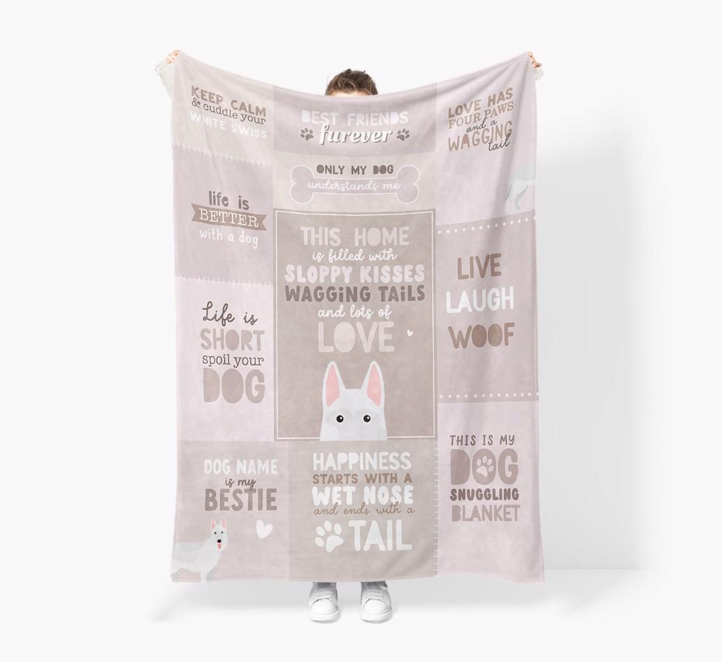 Patchwork Quotes: Personalized {breedFullName} Premium Sherpa Fleece Blanket