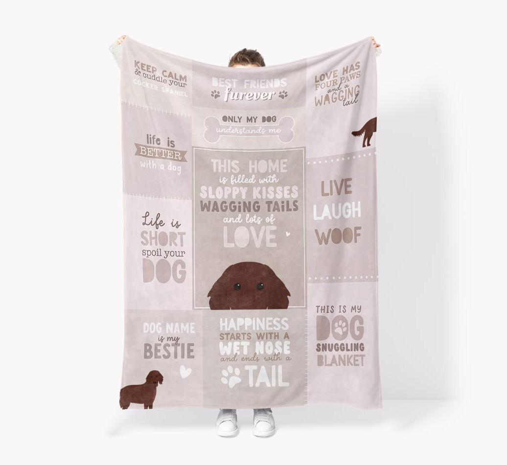 Patchwork Quotes: Personalized {breedFullName} Premium Sherpa Fleece Blanket