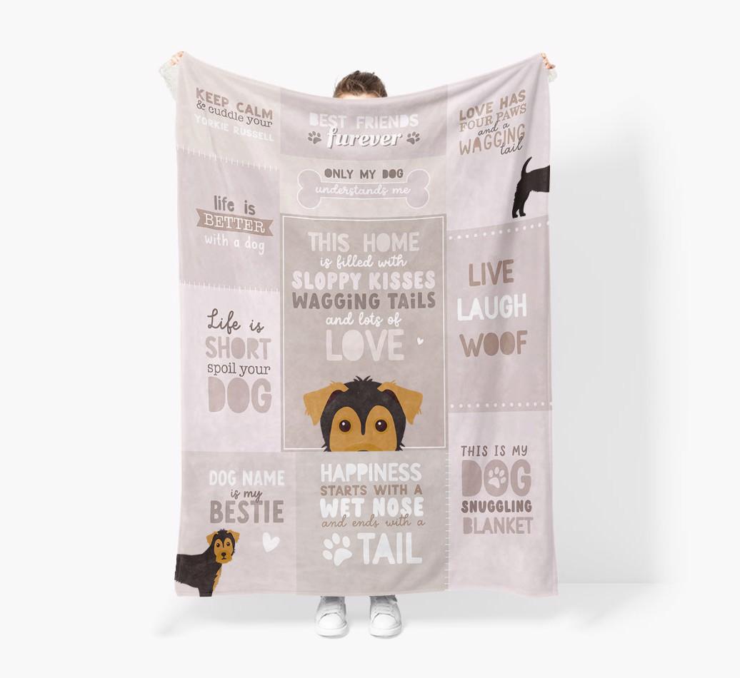 Patchwork Quotes: Personalized {breedFullName} Premium Sherpa Fleece Blanket