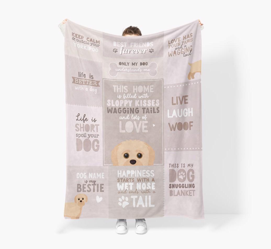 Patchwork Quotes: Personalized {breedFullName} Premium Sherpa Fleece Blanket