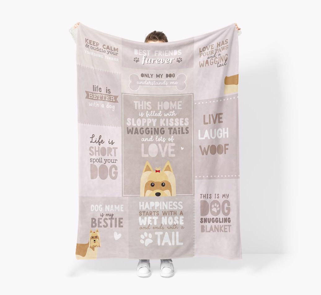 Patchwork Quotes: Personalized {breedFullName} Premium Sherpa Fleece Blanket