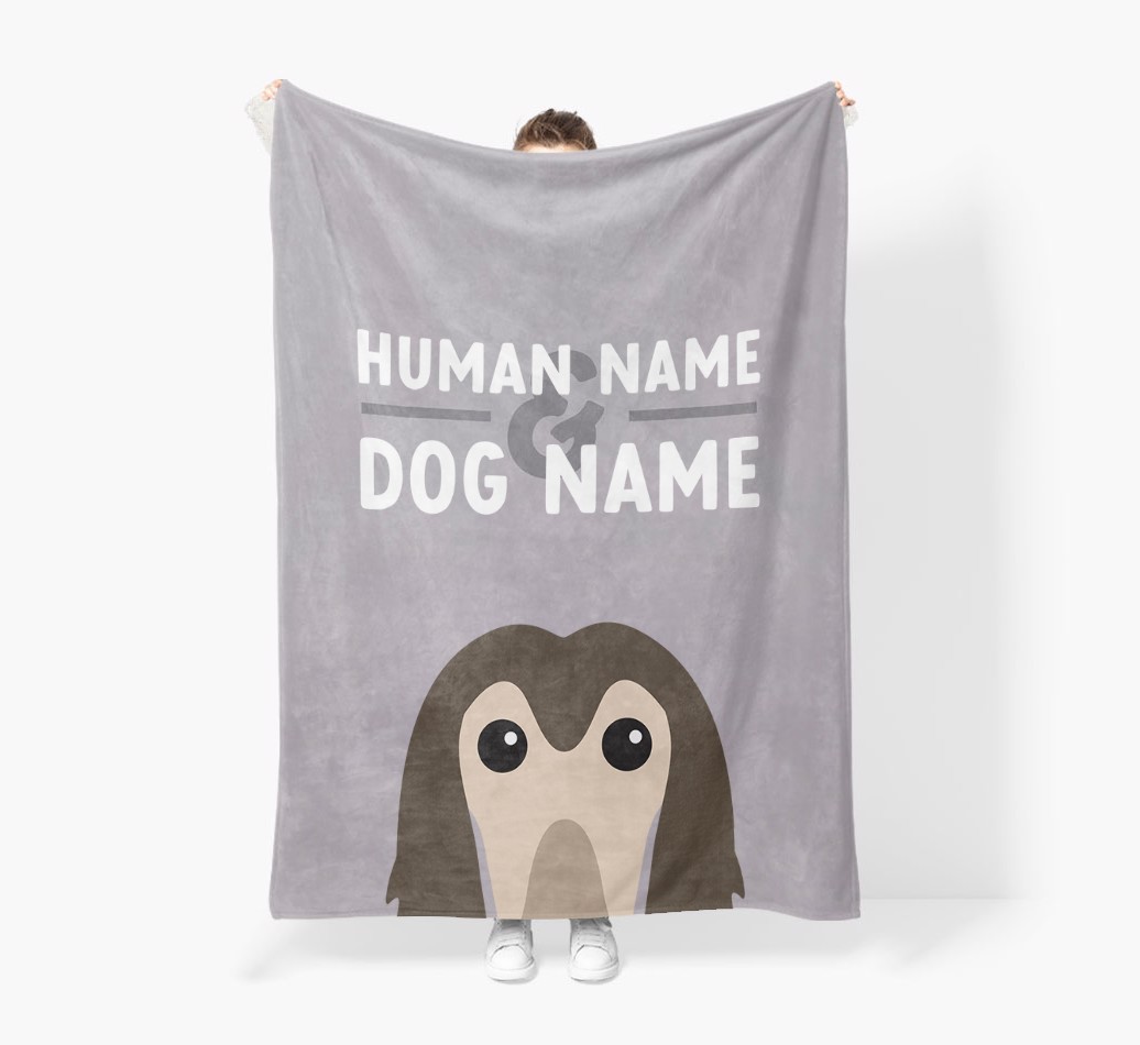 Human & Dog Name: Personalised {breedFullName} Premium Sherpa Fleece Blanket