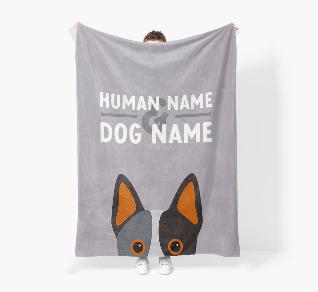 Human & Dog Name: Personalized {breedFullName} Premium Sherpa Fleece Blanket