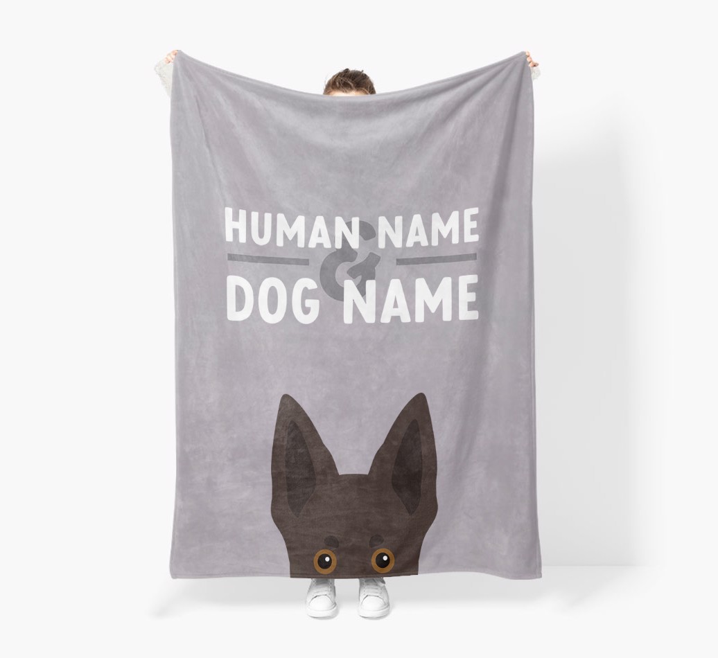 Human & Dog Name: Personalised {breedFullName} Premium Sherpa Fleece Blanket