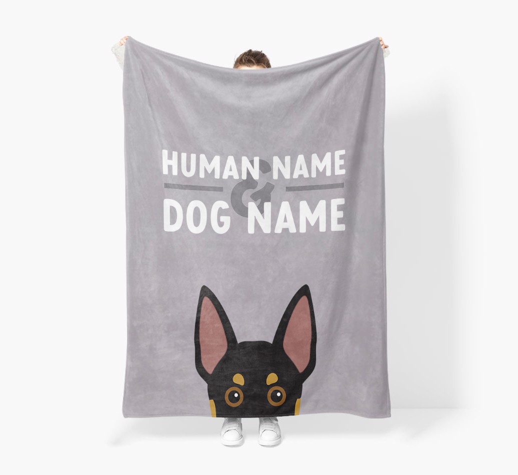 Human & Dog Name: Personalised {breedFullName} Premium Sherpa Fleece Blanket