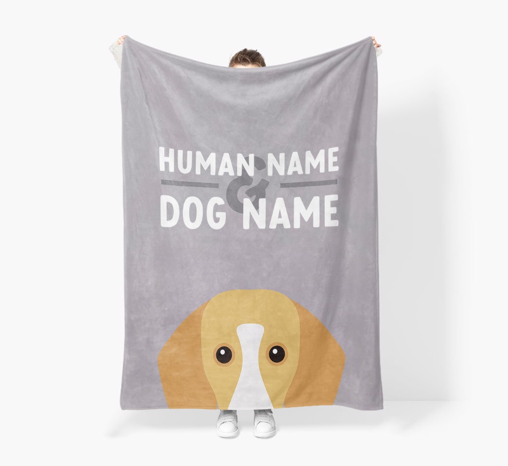 Human & Dog Name: Personalized {breedFullName} Premium Sherpa Fleece Blanket