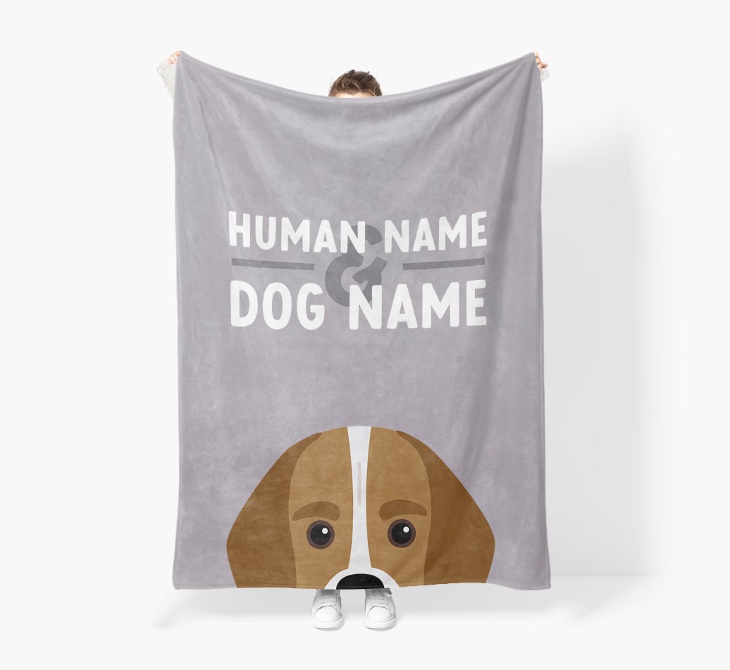 Human & Dog Name: Personalised {breedFullName} Premium Sherpa Fleece Blanket